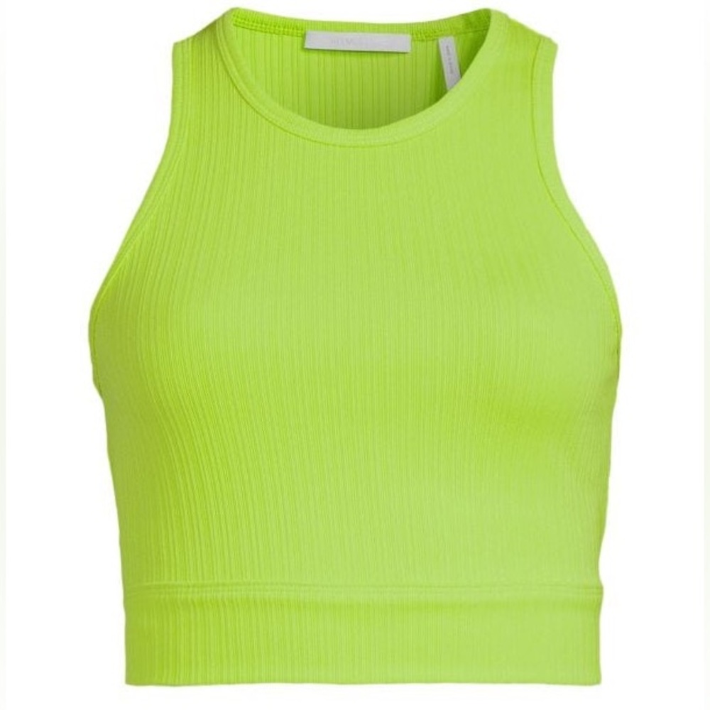 Helmut Lang Cut Out Rib Knit Cropped Tank Top Crop Top, Brat Lime Green, XL
